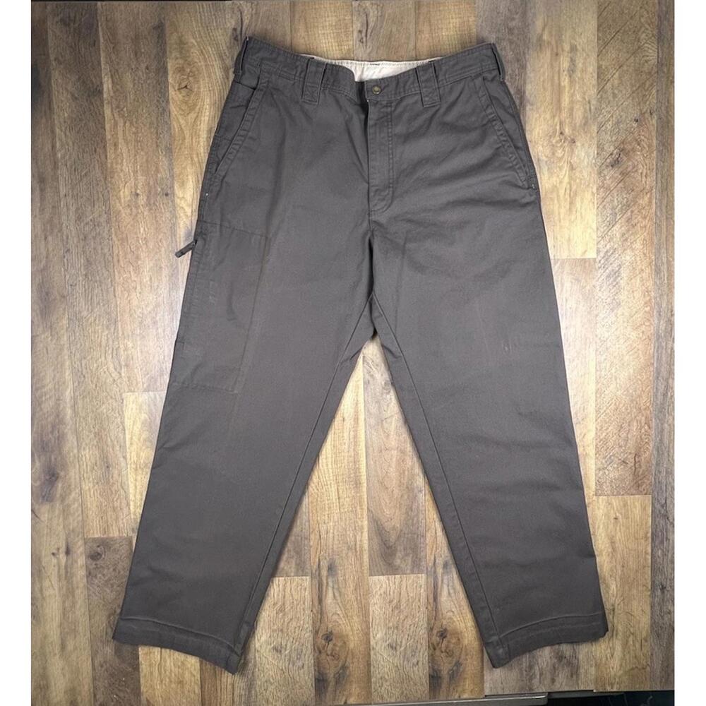 Columbia Gorpcore Canvas Hiking Pants Khaki  34 AM8255 Zip Cell Phone Pocket .